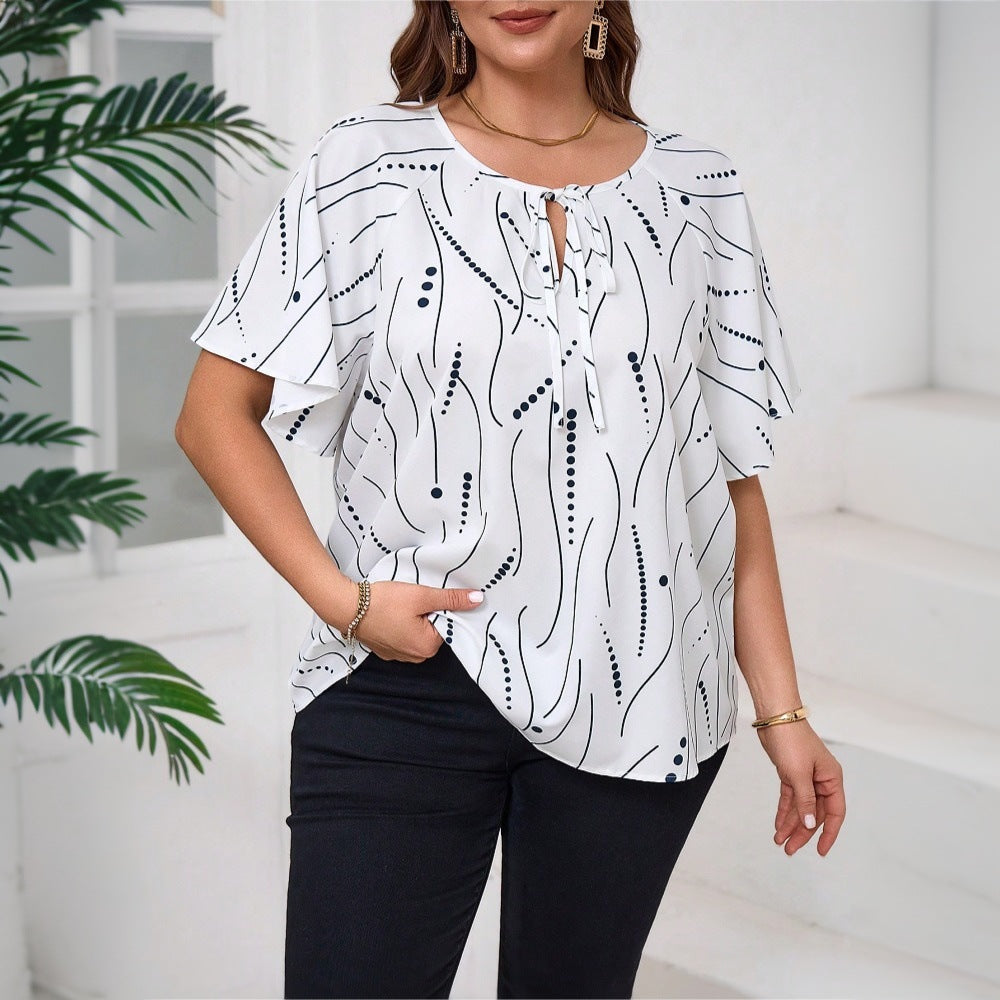 Plus Size Women’s Polka Dot Slim Fit Commuter T-Shirt