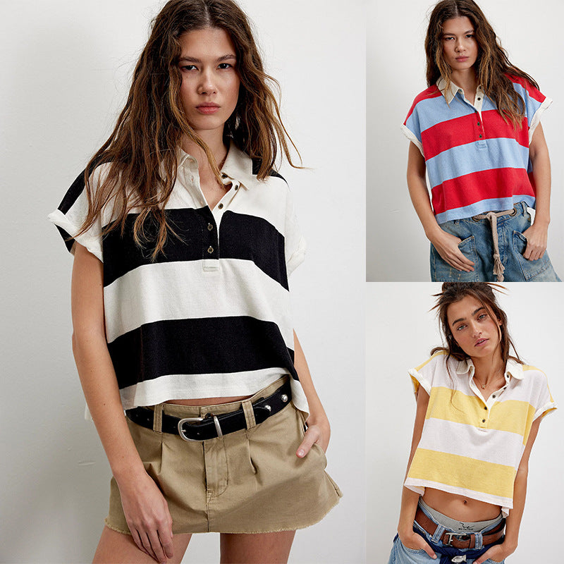 Women’s Casual Striped Loose Fit Short Sleeve T-Shirt