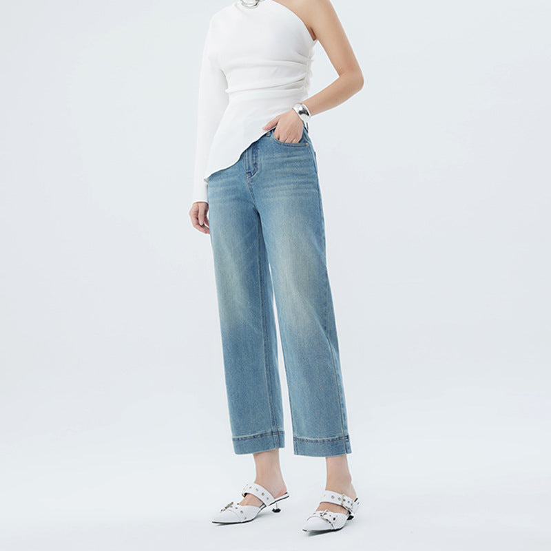 Women’s Light Blue Jeans – Fashion Spring Denim Pants with Slim Fit Stretch
