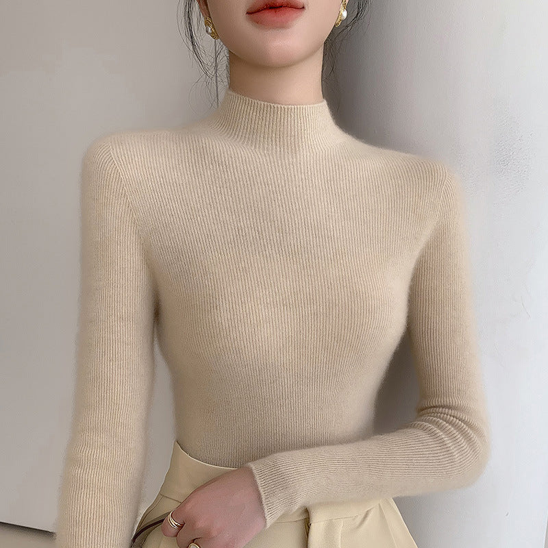 Women’s Seamless Wool Sweater – Slim Fit Thick Pullover