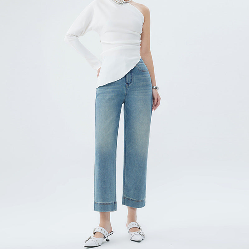 Women’s Light Blue Jeans – Fashion Spring Denim Pants with Slim Fit Stretch