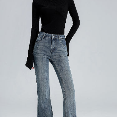 Women’s American Style Skinny Jeans – Distressed Retro Blue