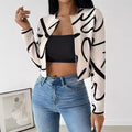 Women’s Printed Jacket Top – Elegant Geometric Long Sleeve Casual Jacket