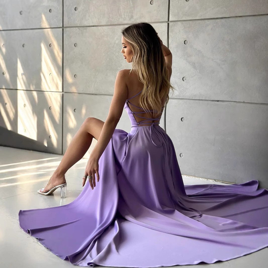 Women’s Backless Strap Dress – Elegant Flowing Party Dress