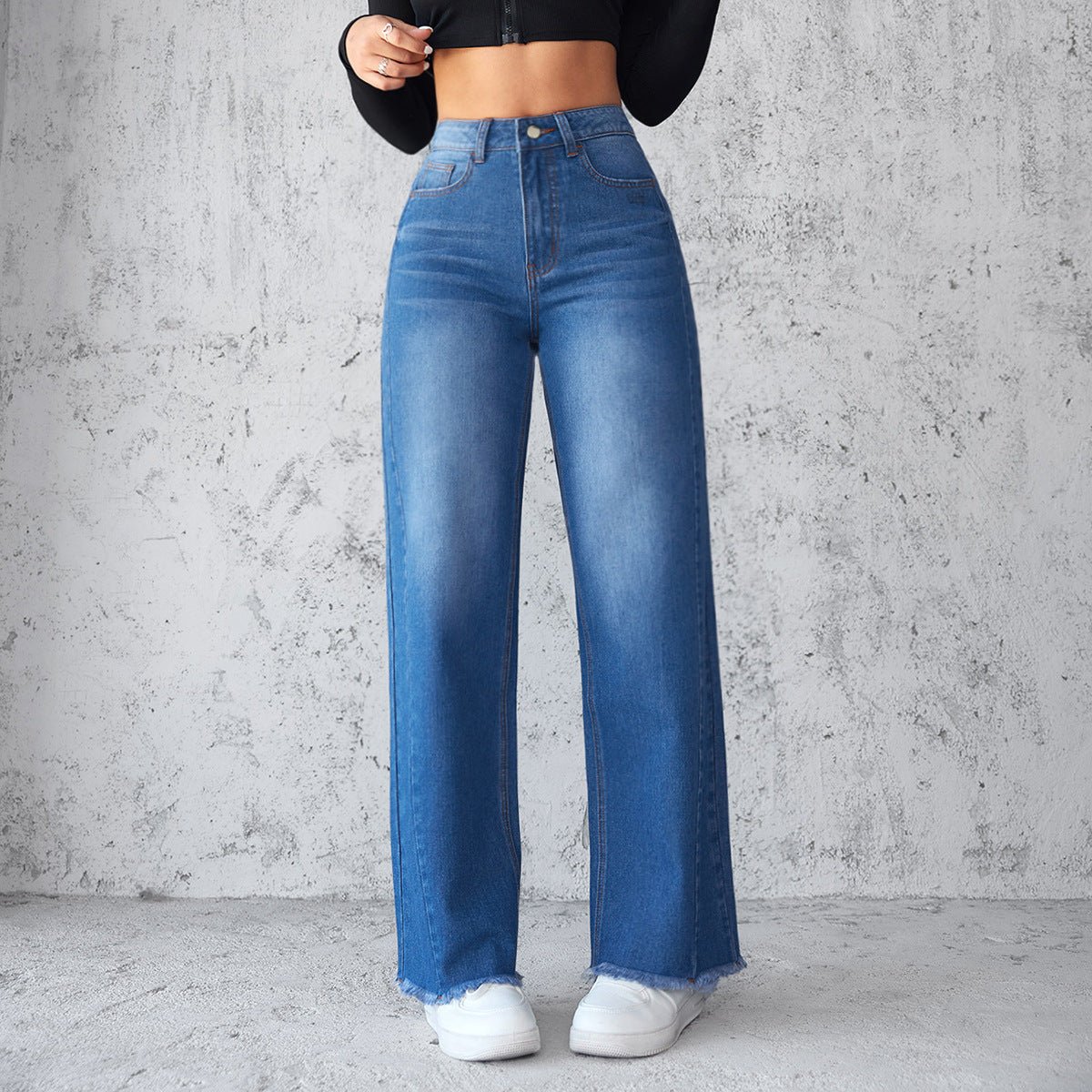Women’s High Waist Wide Leg Jeans – Straight Fit Casual Denim Pants