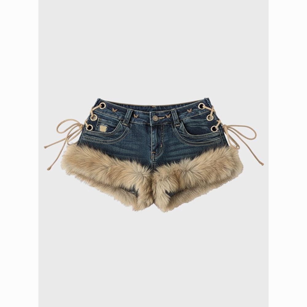 Women’s Patchwork Micro Shorts – Punk Low-Rise Style