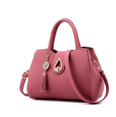 Tassel Women's PU Leather Shoulder Bag – Lychee Pattern Large Shell Tote