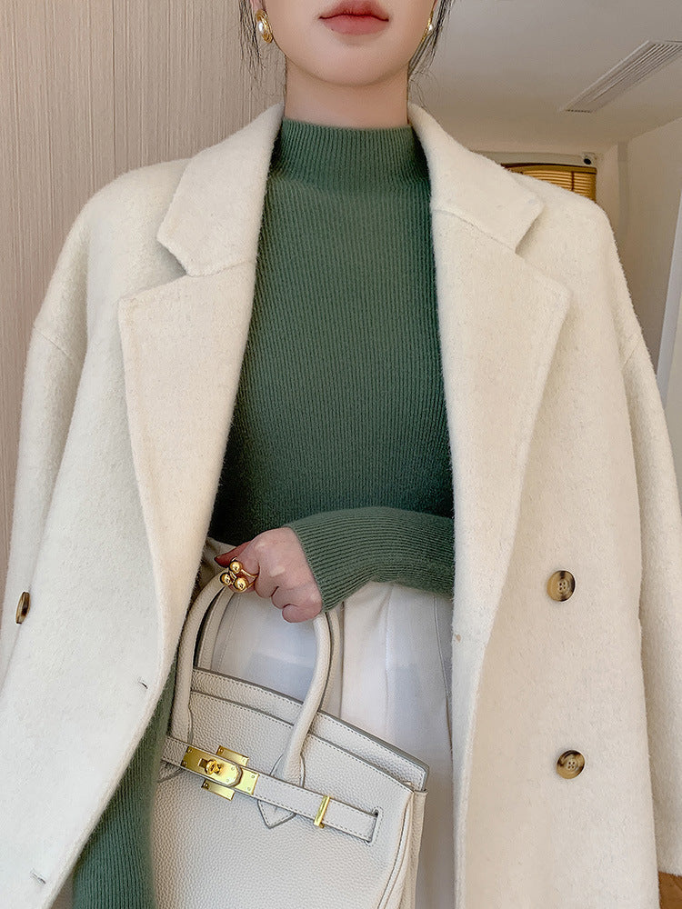 Women’s Seamless Wool Sweater – Slim Fit Thick Pullover