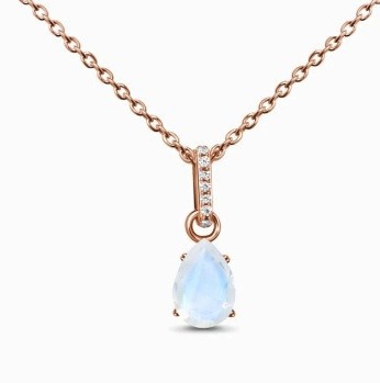 925 Silver Moonstone Drop Necklace for Women – Elegant Water Drop Pendant