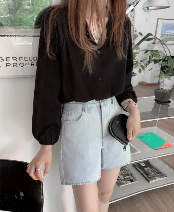 Women’s Sweet Mori Girl Cotton Shirt – V-Neck Casual Top