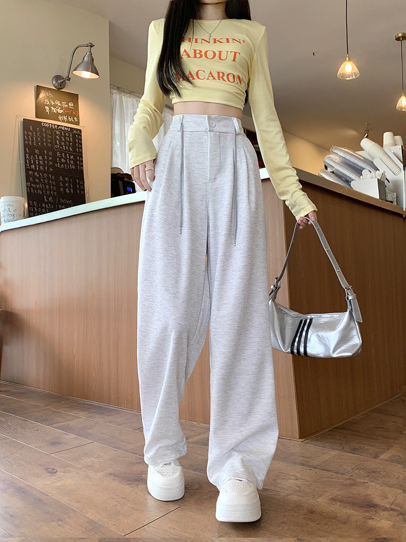 Women’s High Waist Straight Leg Suit Pants – Casual Elegant Full-Length Trousers