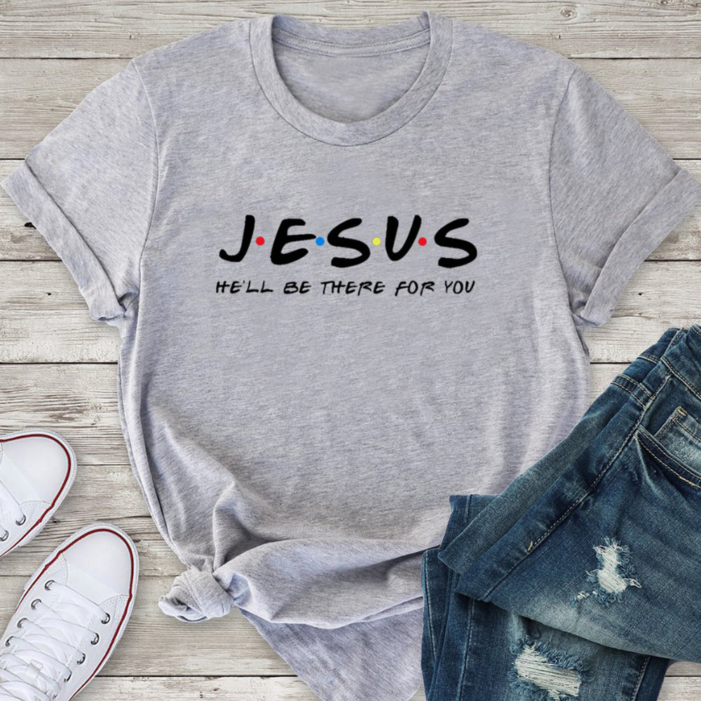Jesus Friends Print T-Shirt for Women – Casual Cotton Graphic Tee
