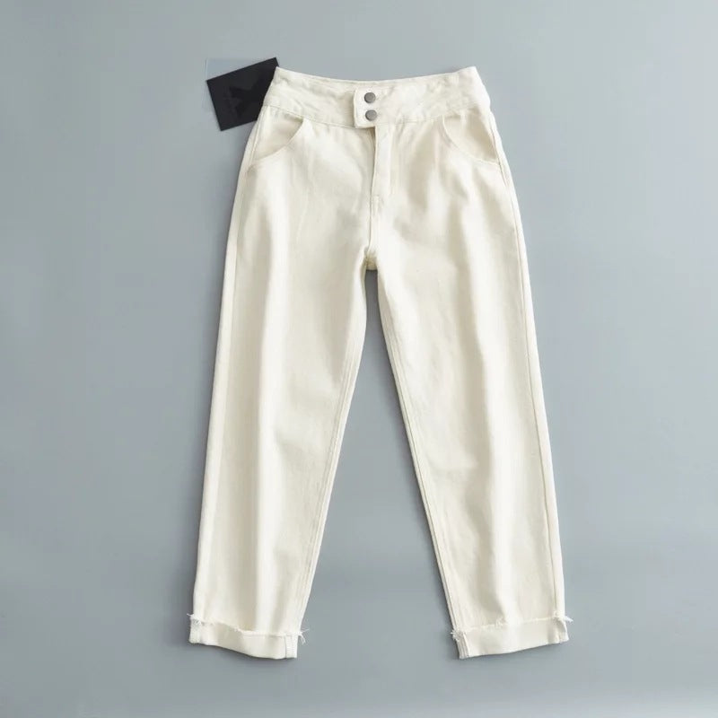 Women’s High-Waist Harem Denim Trousers – Street Style