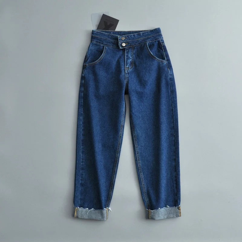 Women’s High-Waist Harem Denim Trousers – Street Style