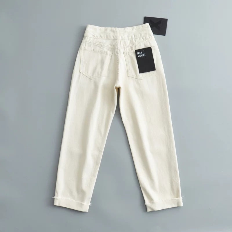 Women’s High-Waist Harem Denim Trousers – Street Style