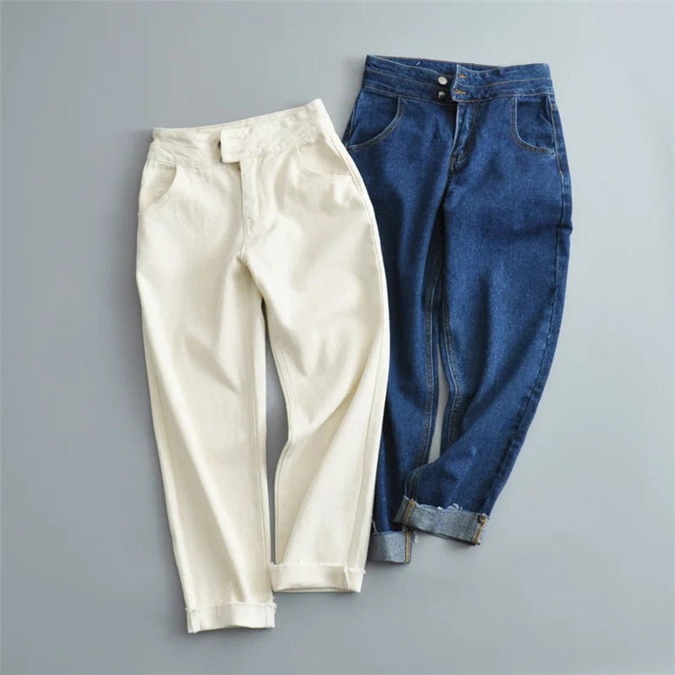Women’s High-Waist Harem Denim Trousers – Street Style