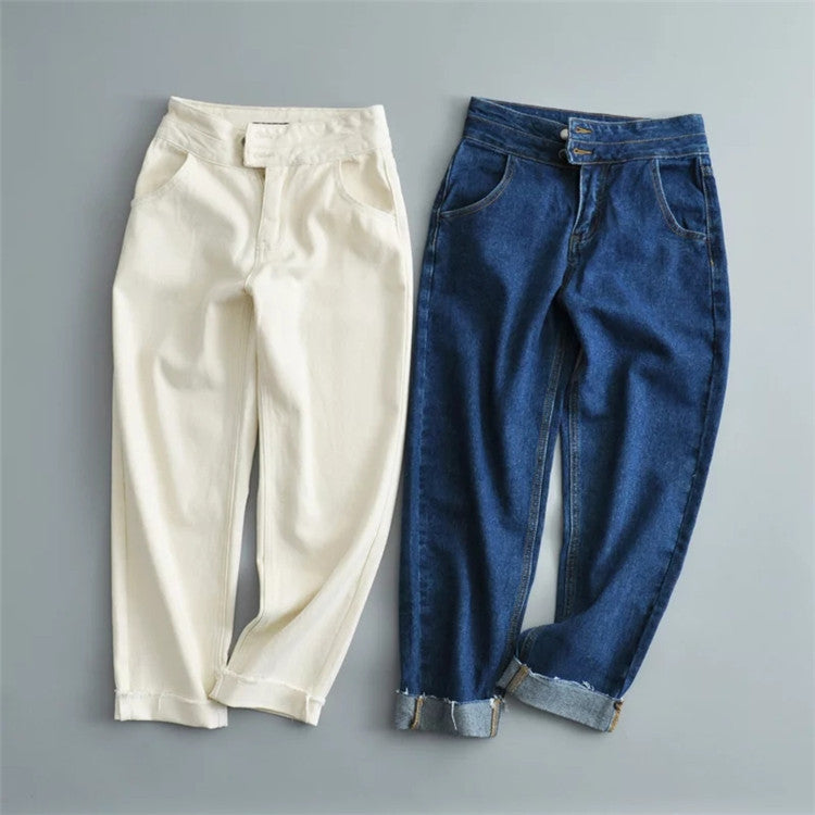 Women’s High-Waist Harem Denim Trousers – Street Style