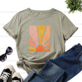 Women’s Graphic T-Shirt – Sun & Flower Cotton Casual Tee