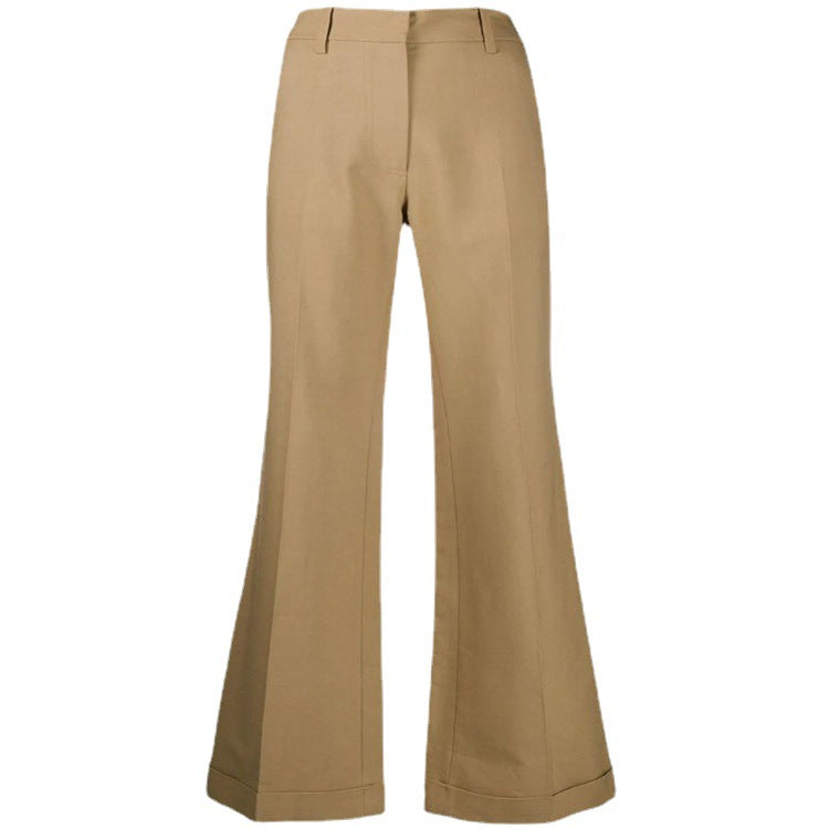 Women’s Straight-Leg Suit Trousers – Wide Leg Beige Pants