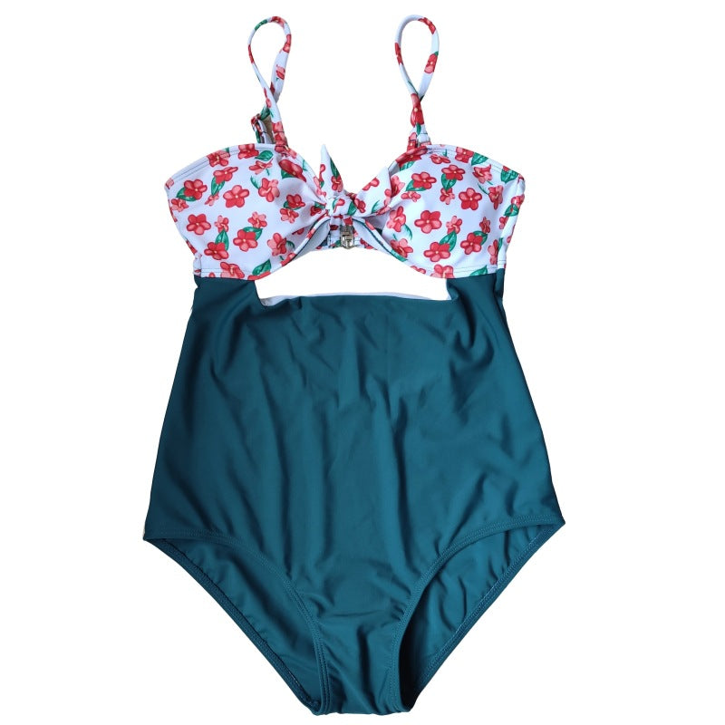 High Waist Maternity One-Piece Swimsuit – Sexy Multicolor Printed Stretch Swimwear for Women