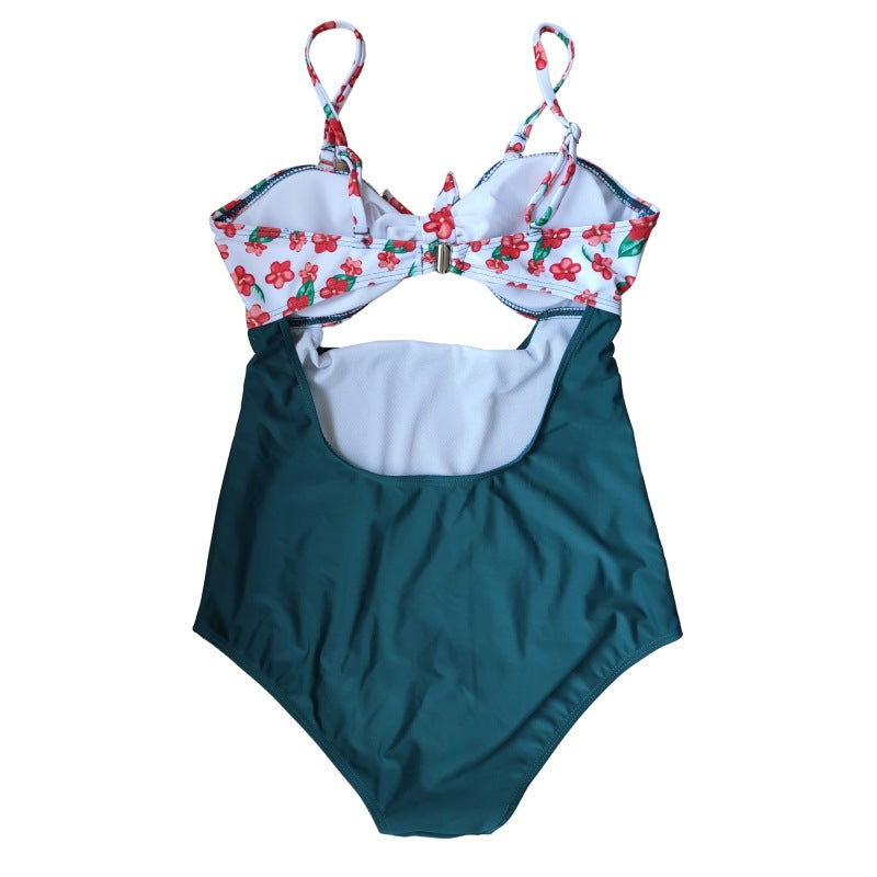 High Waist Maternity One-Piece Swimsuit – Sexy Multicolor Printed Stretch Swimwear for Women