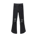 Women’s High Waist Ripped Straight Jeans – Light Gray Trendy Street Style Denim Pants