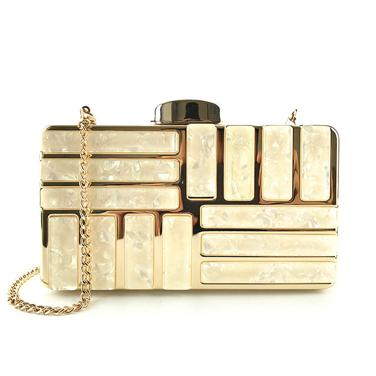Women’s Gold Acrylic Clutch Bag | Elegant Party Shoulder Bag