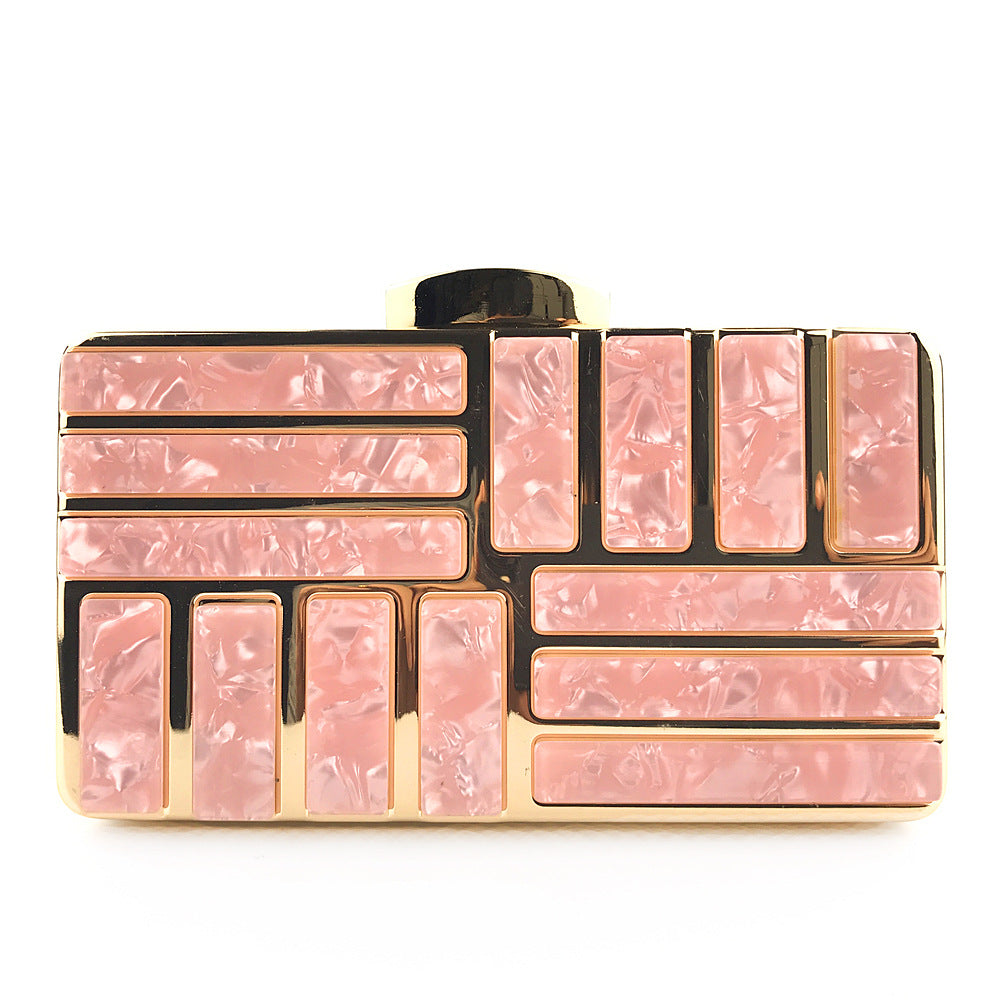 Women’s Gold Acrylic Clutch Bag | Elegant Party Shoulder Bag