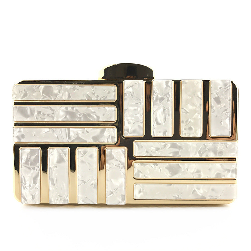 Women’s Gold Acrylic Clutch Bag | Elegant Party Shoulder Bag