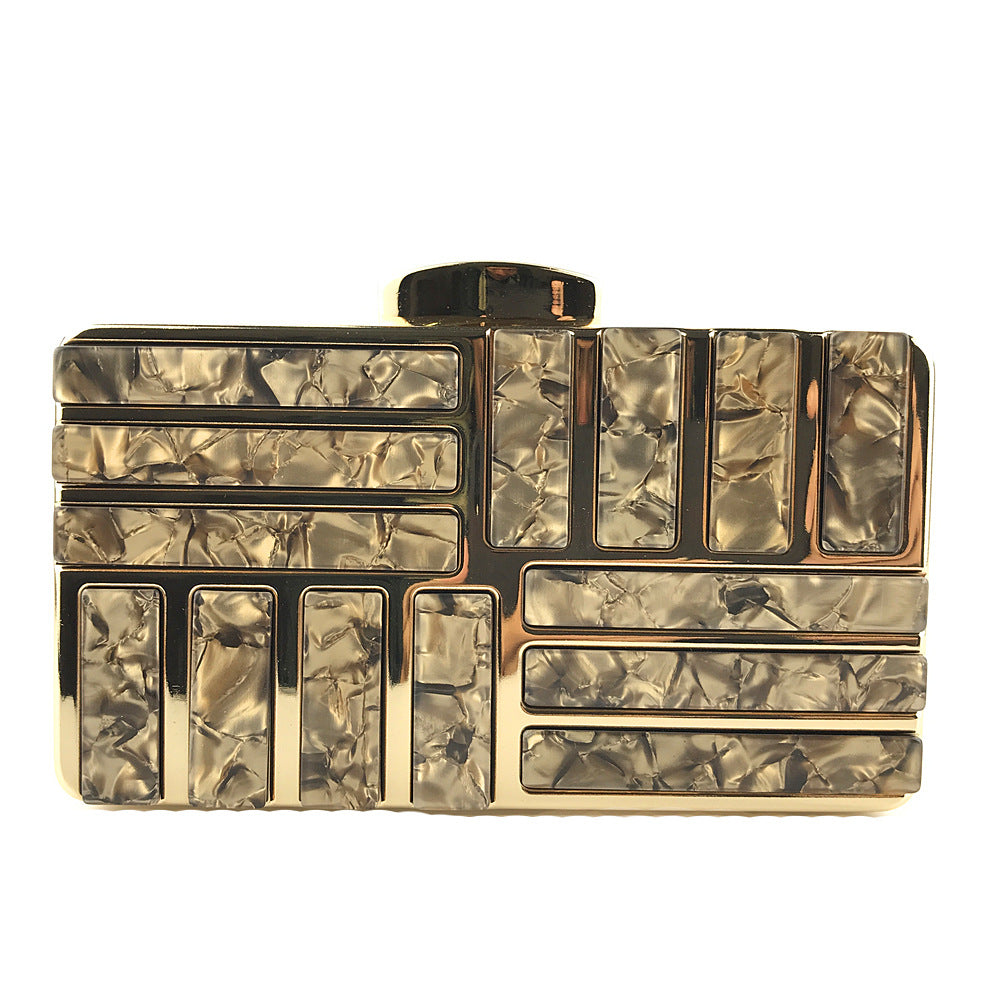Women’s Gold Acrylic Clutch Bag | Elegant Party Shoulder Bag