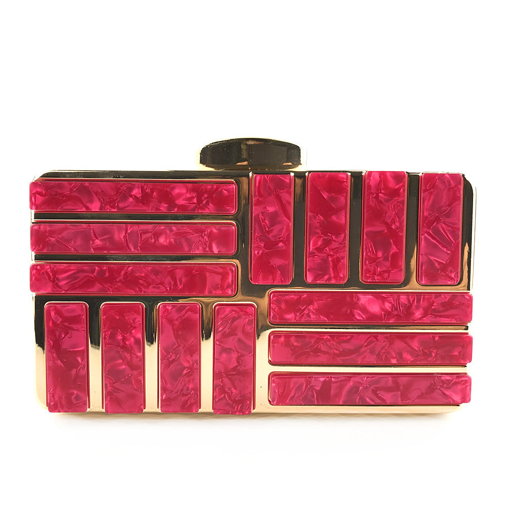 Women’s Gold Acrylic Clutch Bag | Elegant Party Shoulder Bag