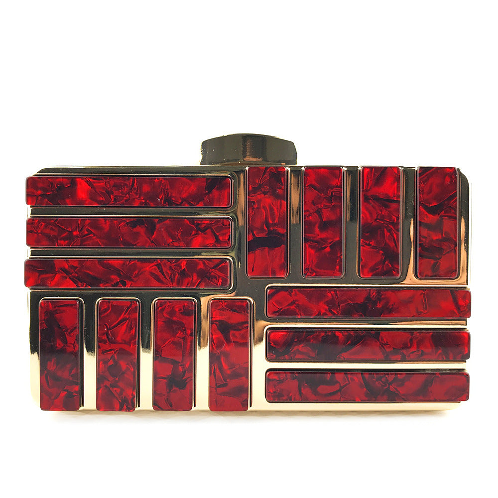 Women’s Gold Acrylic Clutch Bag | Elegant Party Shoulder Bag