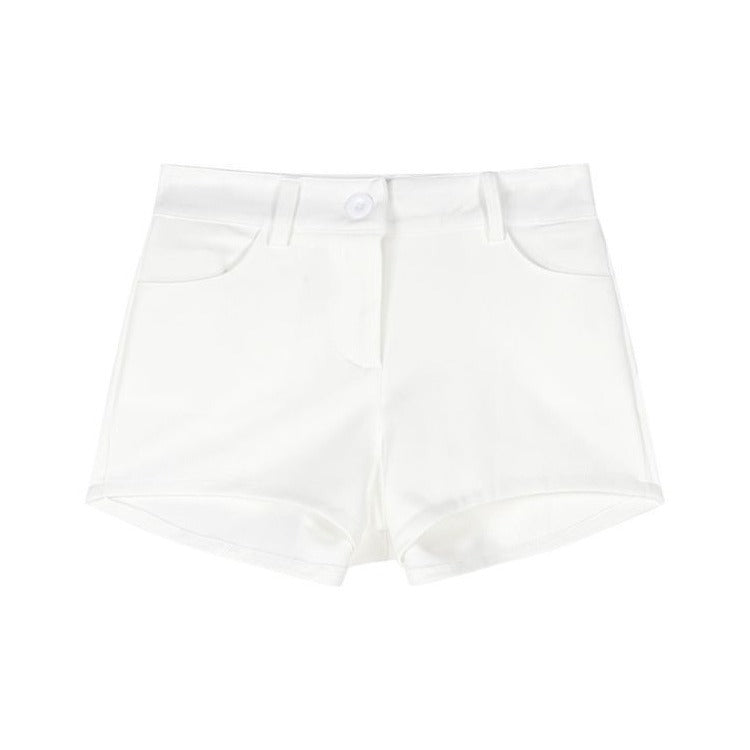 High-Waist Ultra-Short Shorts – Button Detail Elegant Women's Shorts