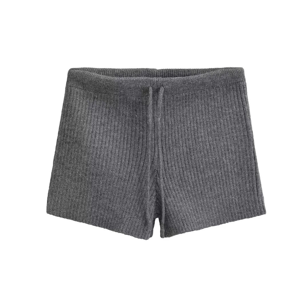 Women’s High-Waist Knit Shorts – Elastic Waist Wide Leg Casual Shorts