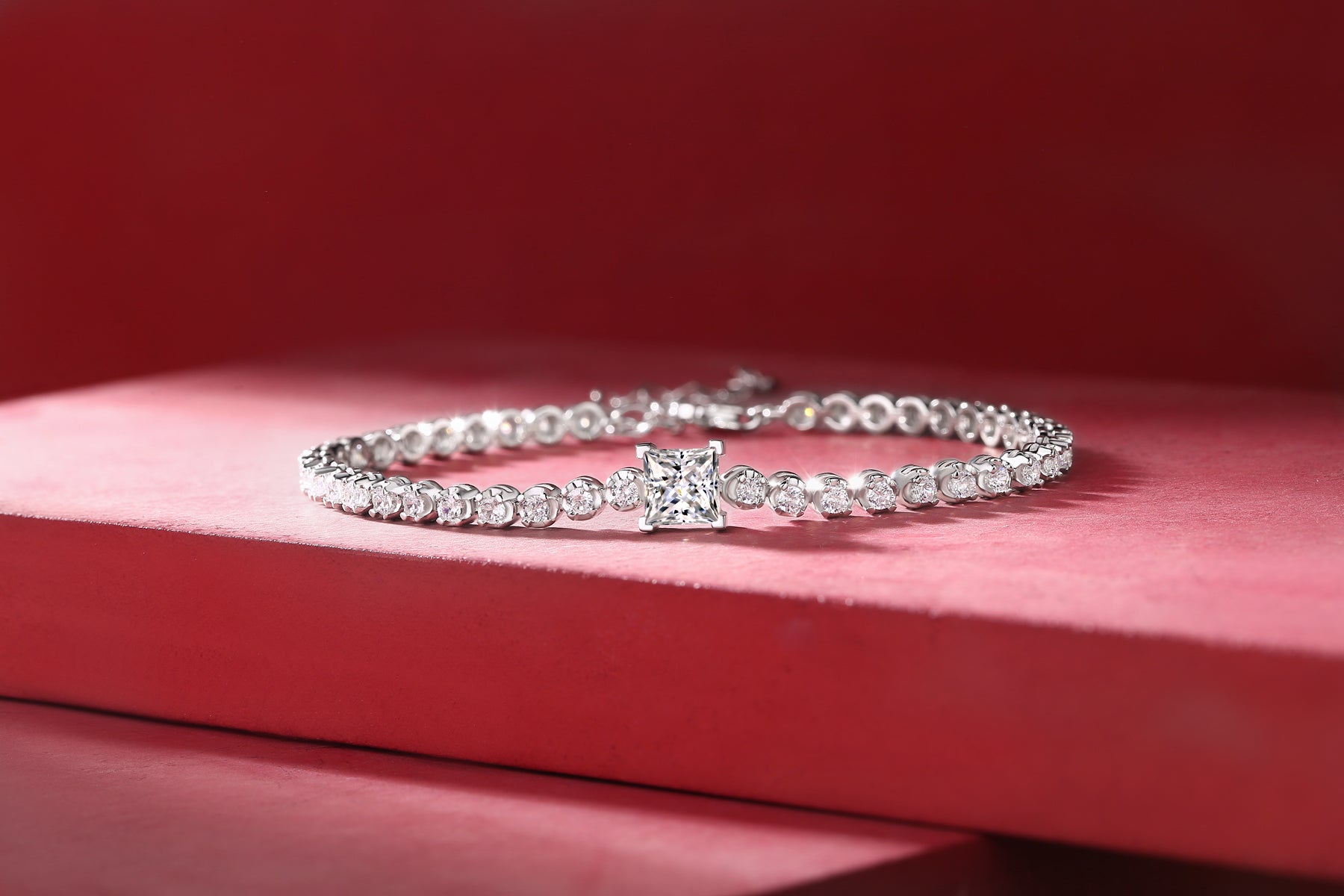 Luxury Moissanite Bracelet S925 Silver – Square Cut Diamond Look Elegant Women’s Jewelry