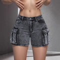 Women’s Black Denim Shorts | Mid Waist Casual Fit