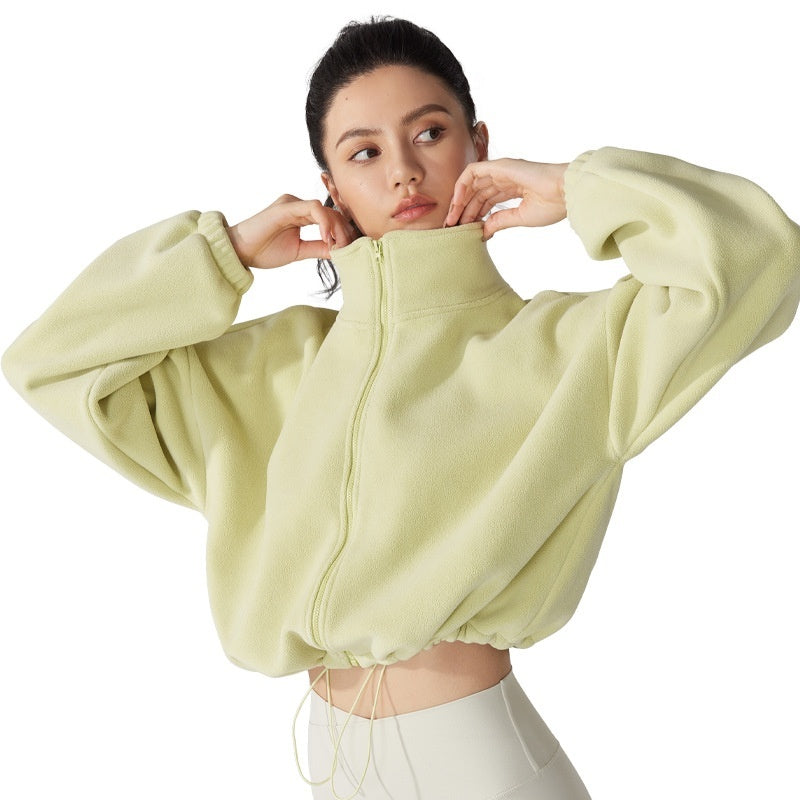 Women’s Fleece-Lined Sport Jacket – Warm Zip Cardigan for Fall & Winter