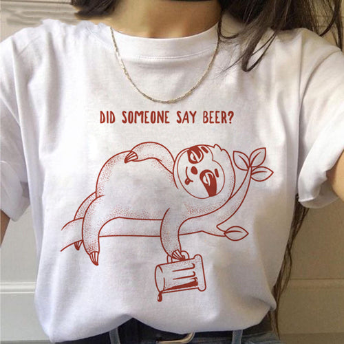 Kawaii Sloth Printed Women’s T-Shirt – Cute Casual Street Style Tee