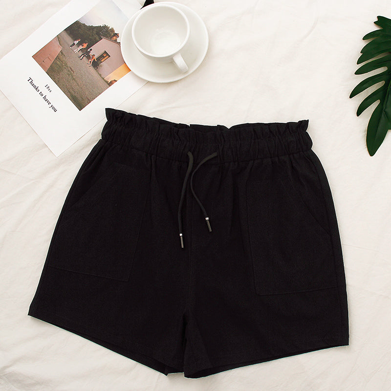 Women’s High-Waist Loose Cotton Shorts