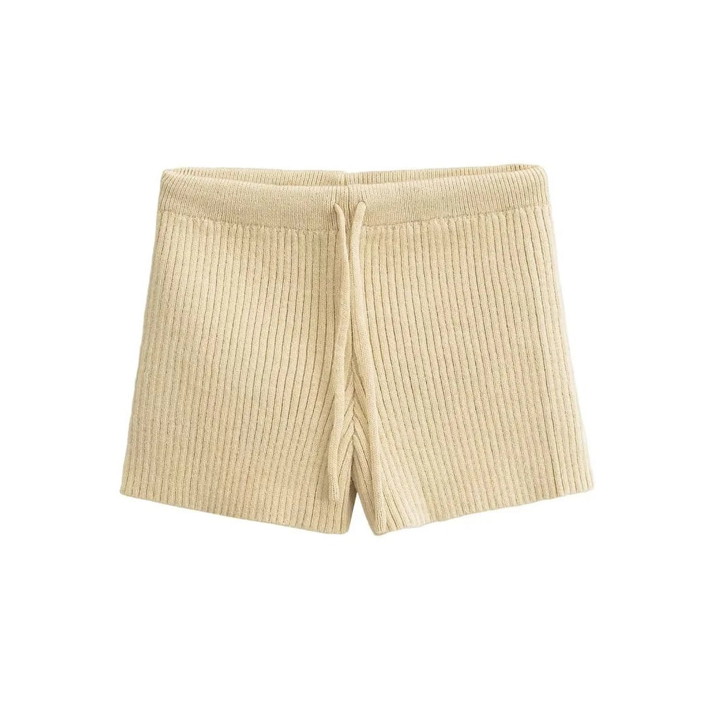 Women’s High-Waist Knit Shorts – Elastic Waist Wide Leg Casual Shorts