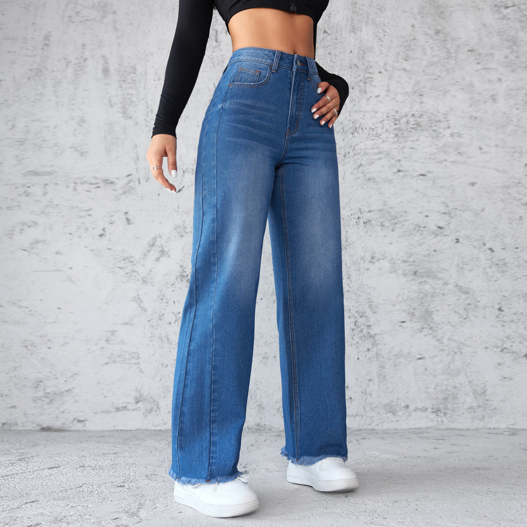 Women’s High Waist Wide Leg Jeans – Straight Fit Casual Denim Pants
