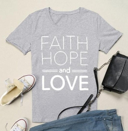 Faith Hope Love Graphic T-Shirt – Unisex Cotton Street Style Tee