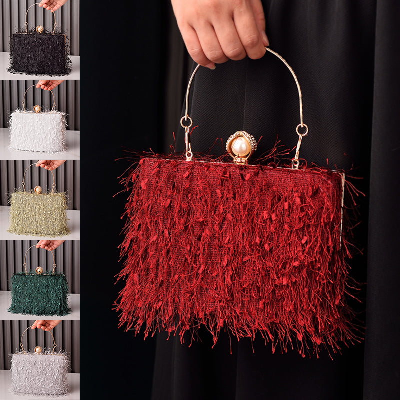 Women’s Tassel Evening Bag | Cylinder Party Handbag