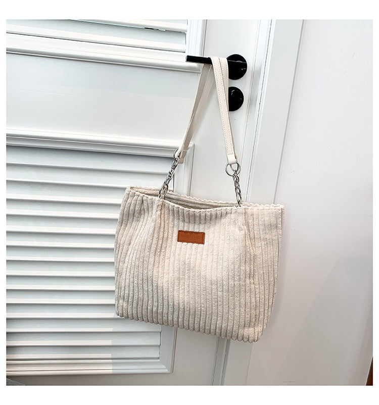 Women’s Corduroy Tote Bag | Large Capacity Shoulder Bag