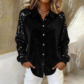 Women’s Sequin Long Sleeve Blouse – Stylish Button Up Party Shirt