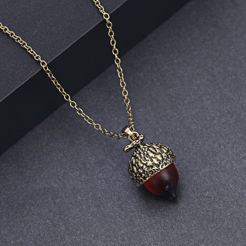 Crystal Oak Tassel Pendant Necklace – Antique Bronze & Silver Water Drop Vintage Jewelry