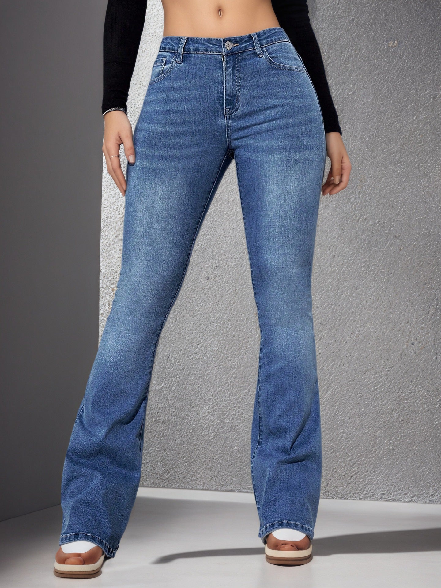 Women’s High Waist Stretch Denim Jeans – Flared Leg