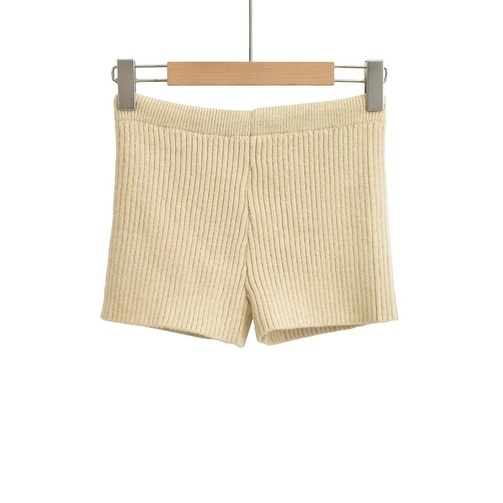 Women’s High-Waist Knit Shorts – Elastic Waist Wide Leg Casual Shorts