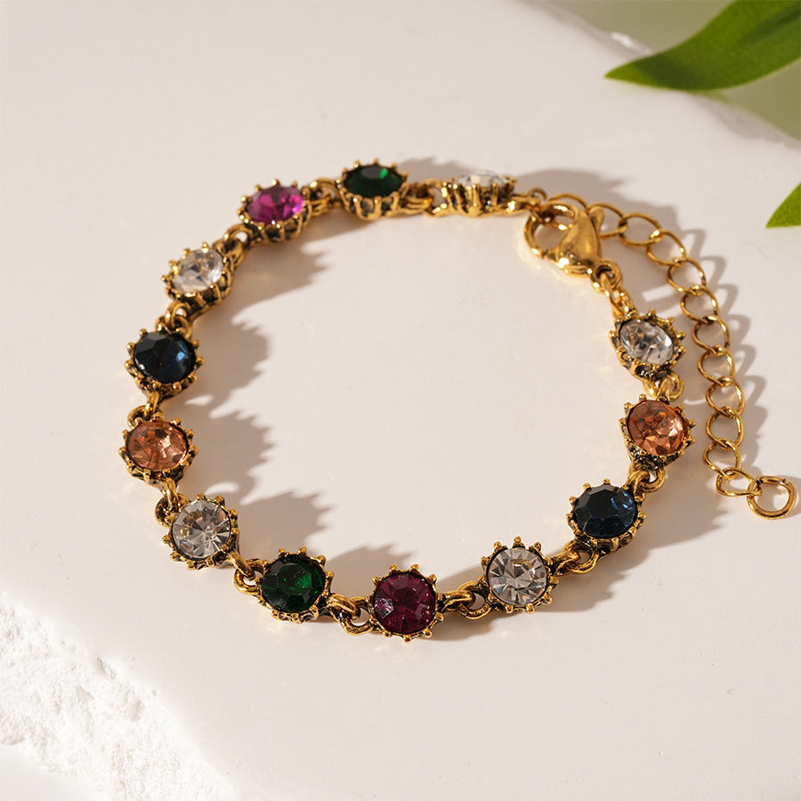 Retro Colorful Geometric Bracelet for Women – Elegant French Style Jewelry