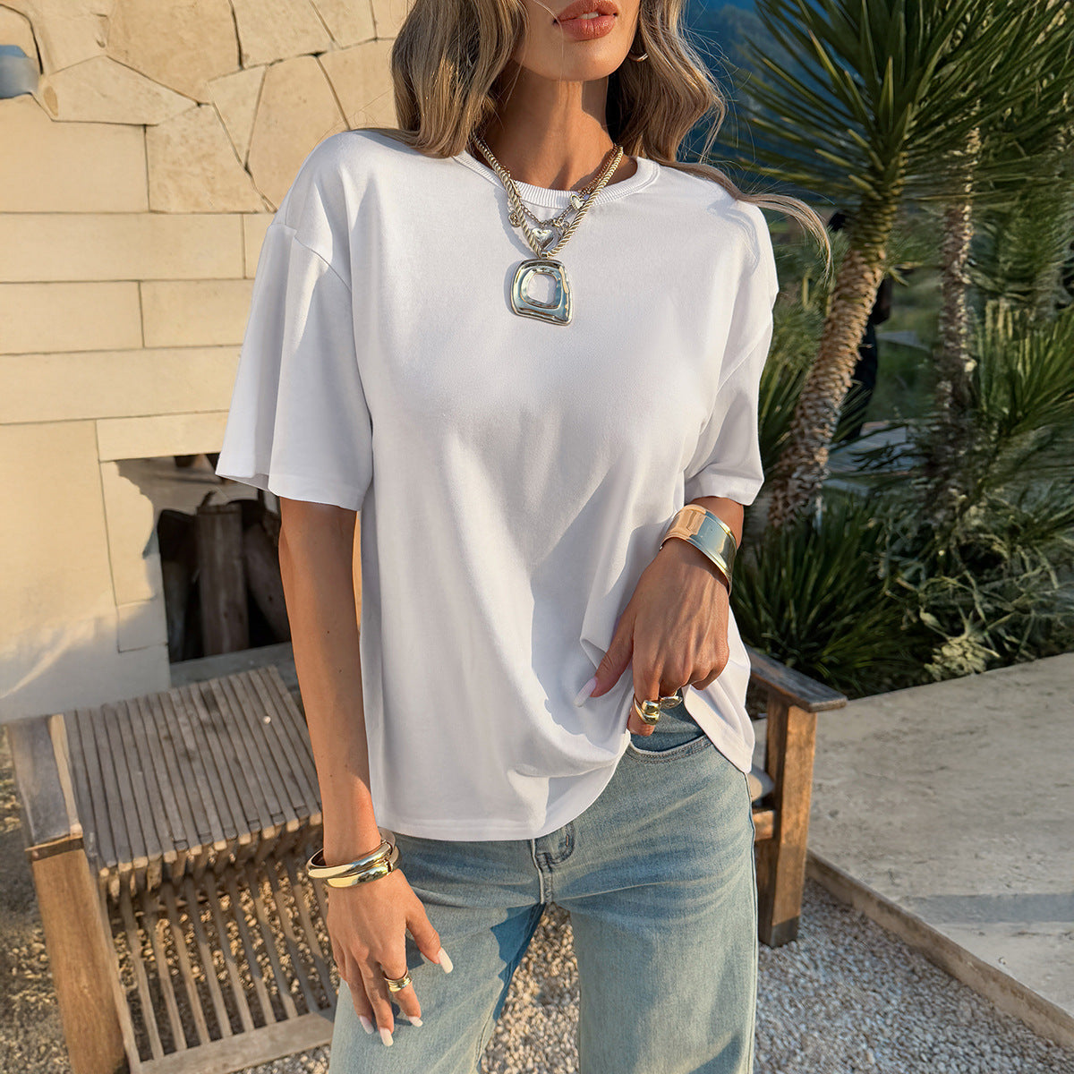 Women’s Casual Japandi Loose Fit Crew-Neck T-Shirt